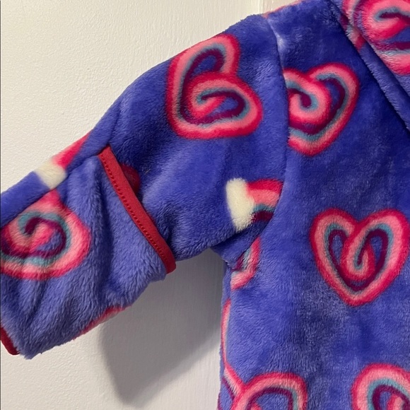 HATLEY Infant 9-12mo Bunting Fleece Bundler Suit Snow Rainbow Hearts Purple EUC - Picture 7 of 8
